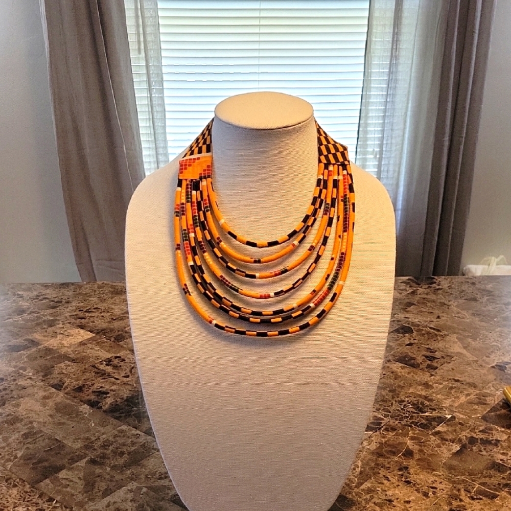 Multicolor Fabric Necklace From Ghana